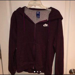 Maroon Nike zip up hoodie